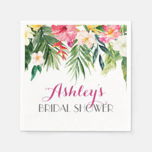 Tropical Flamingo Beautiful Floral Napkins yellow