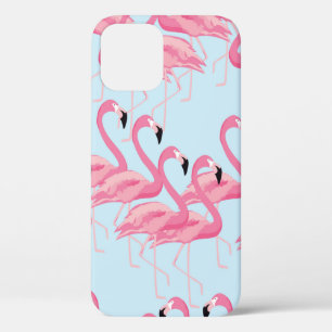 Tropical flamingo bird seamless pattern background iPhone 12 case
