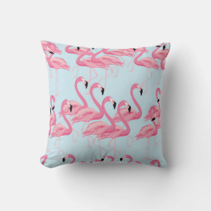 Tropical flamingo bird seamless pattern background throw pillow