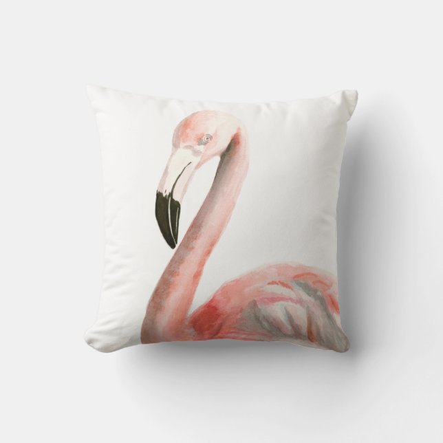 Tropical Flamingo Bird Throw Pillow (Front)