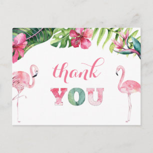 Tropical Flamingo Birthday PartyThank You Postcard