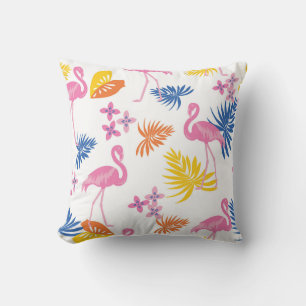 Tropical Flamingo Bliss Throw Pillow