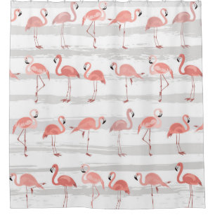 Tropical Flamingo Blue Stripes Pattern