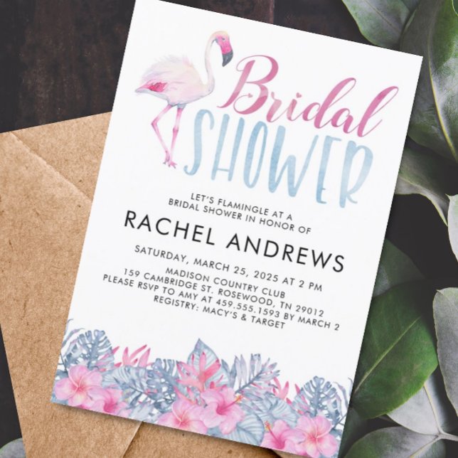 Tropical Flamingo Bridal Shower Invitation (Creator Uploaded)