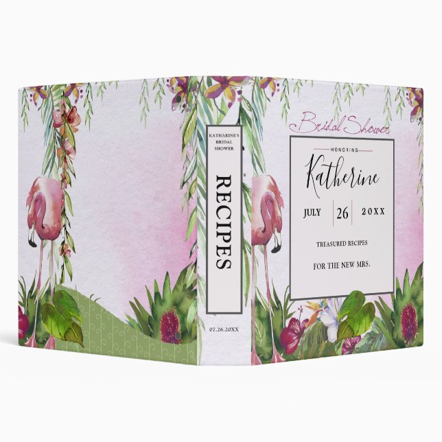 Tropical Flamingo Bridal Shower Recipes Binder (Background)