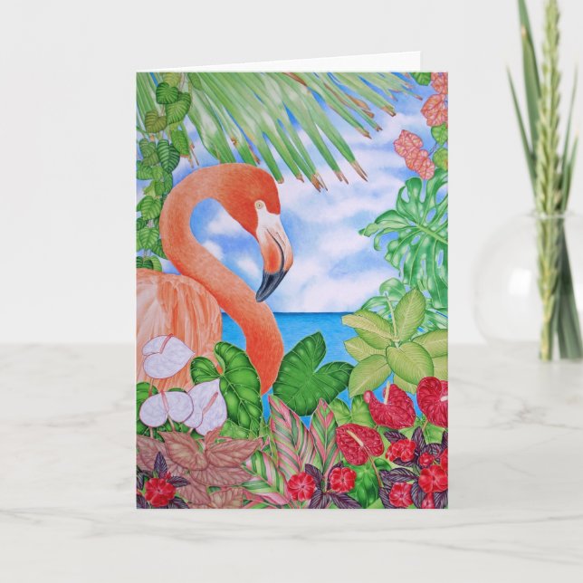 Tropical Flamingo Card (Front)