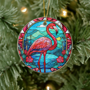 Tropical Flamingo Ceramic Decorative Ornament