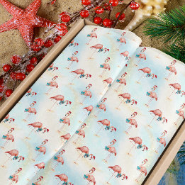 Tropical Flamingo Christmas Beach Tissue Paper