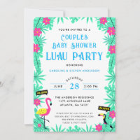 Tropical Flamingo Couples Baby Shower Luau Blue