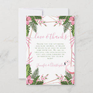 Tropical Flamingo Couple's Baby Shower Thank You Card