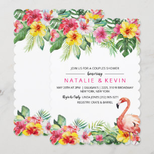 Tropical Flamingo Couples Shower Invitation