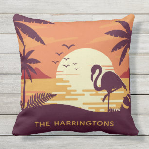 Tropical Flamingo custom name throw pillows