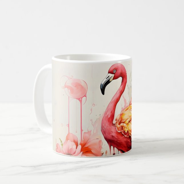 Tropical Flamingo Fantasy Paradise Bloom Coffee Mug (Front Left)