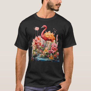 Tropical Flamingo Fantasy Paradise Bloom T-Shirt