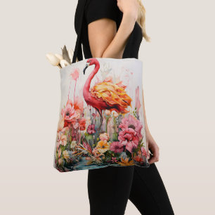 Tropical Flamingo Fantasy Paradise Bloom Tote Bag