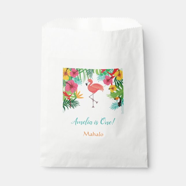 Tropical Flamingo Favour Bags (Personalized) (Front)