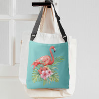 Tropical Flamingo Floral Aqua Blue
