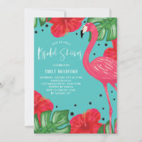 Tropical Flamingo Floral Bridal Shower Invitation