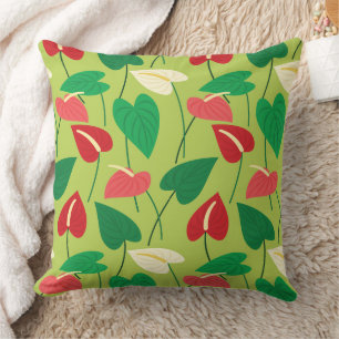Tropical flamingo flowers pattern throw pillow