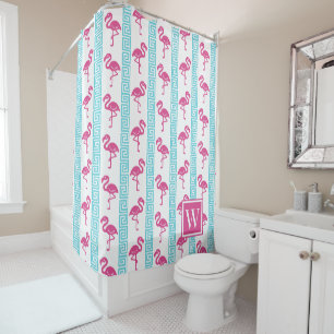 Tropical Flamingo - Greek Key Hot Pink & Turquoise