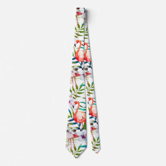 Tropical Flamingo Hibiscus Tie
