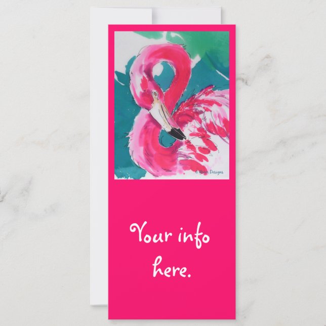 Tropical Flamingo Hot Pink Invite Card (Front)