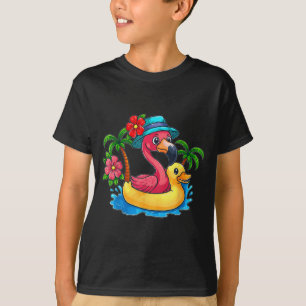 Tropical Flamingo Palm Tree Beach Sunset Summer T-Shirt