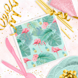 Tropical Flamingo, Palms, Pineapple Pattern ID926 Napkin
