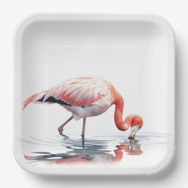 Tropical Flamingo  Paper Plate (Front)