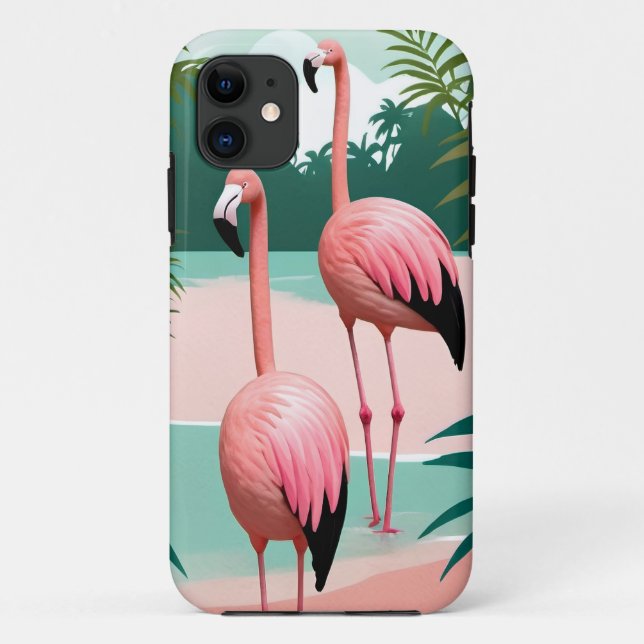 Tropical Flamingo Paradise Case-Mate iPhone Case (Back)