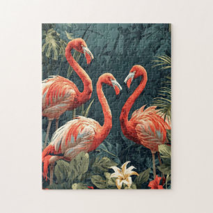 Tropical Flamingo Paradise: Vintage Postcard Jigsaw Puzzle