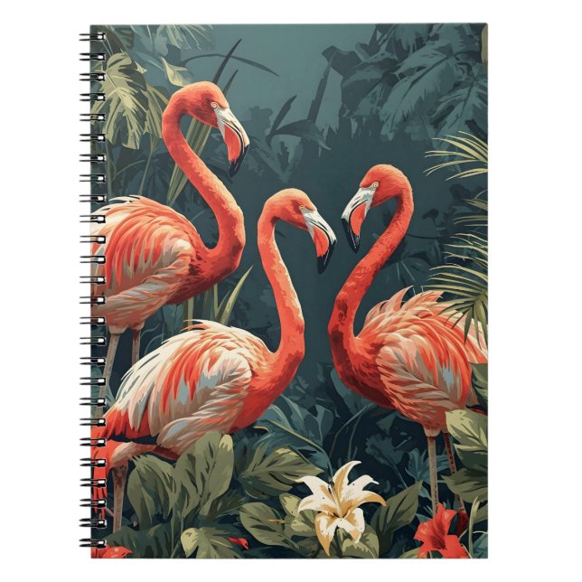 Tropical Flamingo Paradise: Vintage Postcard Notebook (Front)