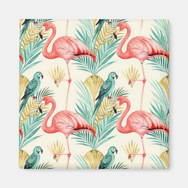 Tropical Flamingo Parrot Jungle Magnet (Front)
