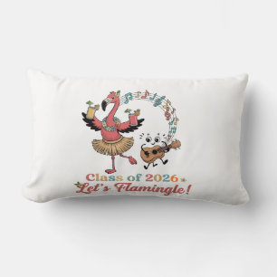 Tropical Flamingo Party & Ukulele Music - Fun Summ Lumbar Pillow