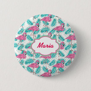 Tropical Flamingo Pattern. 2 Inch Round Button