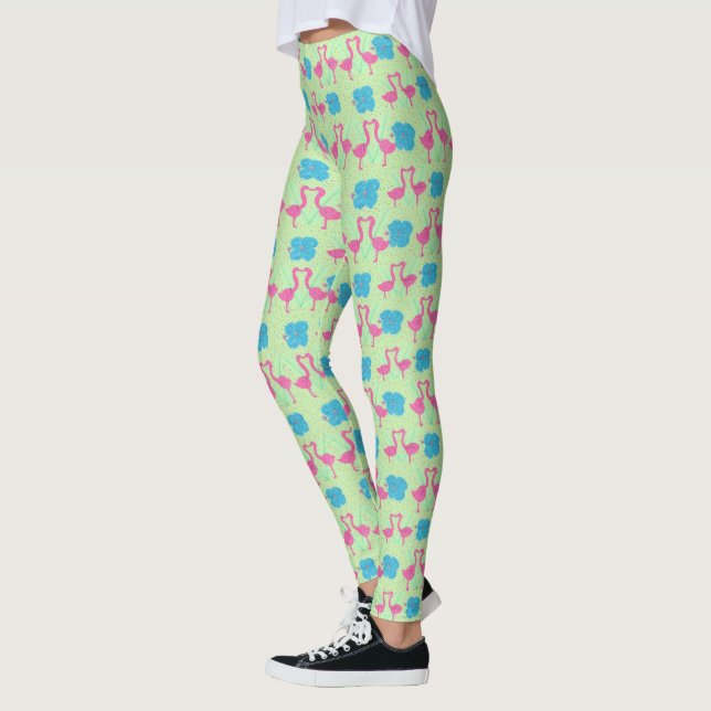 Tropical Flamingo Pattern Leggings (Left)