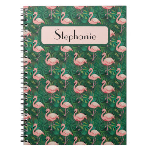 Tropical Flamingo Pattern Personalized Notebook