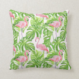Tropical Flamingo Pattern Throw Pillow