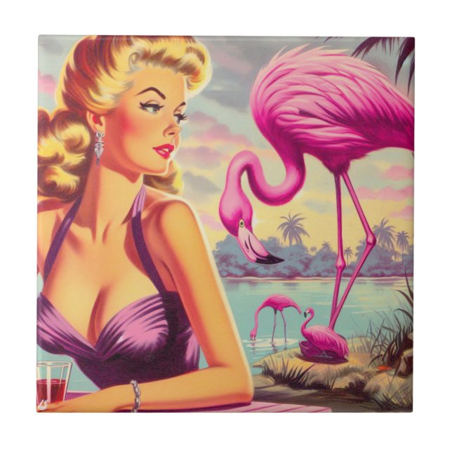 Tropical Flamingo Pin-up Tile (Front)
