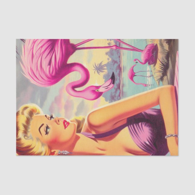 Tropical Flamingo Pin-up Tissue Paper (Front)