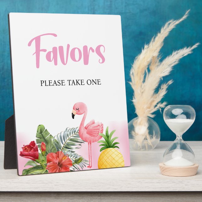 Tropical Flamingo Pink Favours Sign Plaque (Side)