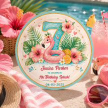 Tropical Flamingo Pool Party 7th Birthday Splash
