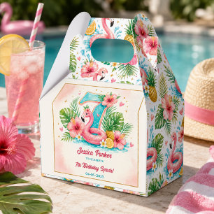 Tropical Flamingo Pool Party 7th Birthday Splash Favor Box