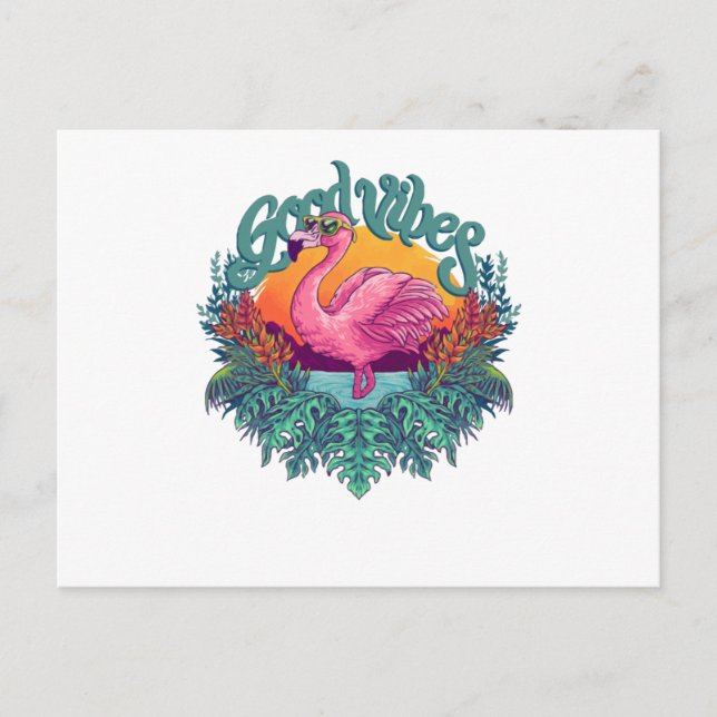 Tropical Flamingo Postcard (Front)