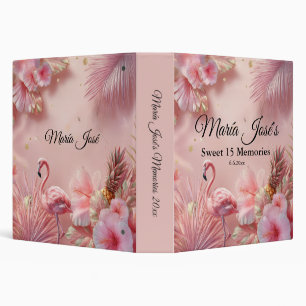 Tropical Flamingo Quinceañera, custom Binder