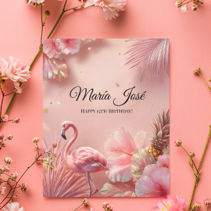 Tropical Flamingo Quinceañera, custom Card