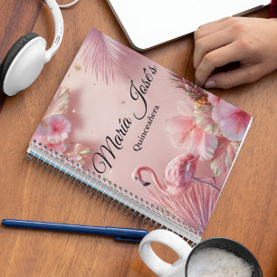 Tropical Flamingo Quinceañera, custom Notebook