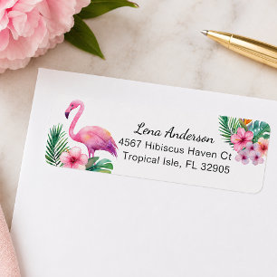 Tropical Flamingo Return Address Label Baby Shower