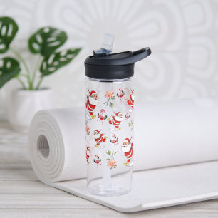 Tropical Flamingo Santa Christmas Pattern Water Bottle