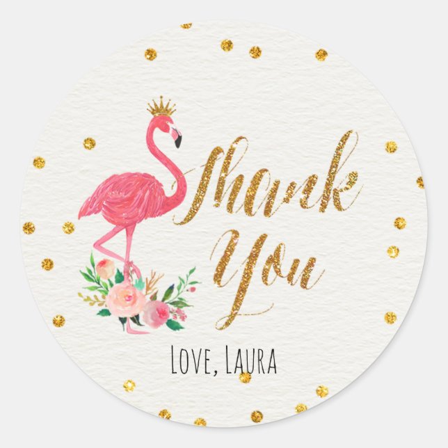 Tropical Flamingo Thank You Stickers (Front)